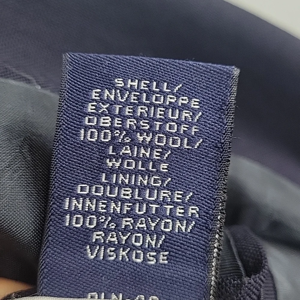 Lands End Navy Blue Wool Sport Coat 40 Short